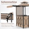 Wetterfester Grillpavillon mit Bar & 2 Barhockern Gartenpavillon mit Doppeldach & Markise Braun Bild 5