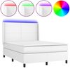 vidaXL Boxspringbett mit Matratze & LED Weiß 140x190 cm Kunstleder 3139260 Bild 2