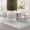Esszimmerstuhl 2er-Set, Samt mit 360°-Drehfunktion & Metallgestell, 72 x 54 x 59, beige/silber Bild 4