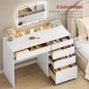 Woltu Schminktisch (1-St), 2-in-1 mit Wandspiegel mit LED-Beleuchtung, 5 Schubladen Bild 4