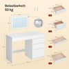 Woltu Schminktisch (1-St), 2-in-1 mit Wandspiegel mit LED-Beleuchtung, 5 Schubladen Bild 3