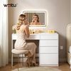 Woltu Schminktisch (1-St), 2-in-1 mit Wandspiegel mit LED-Beleuchtung, 5 Schubladen Bild 2