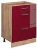 Vicco Küchenschrank Küchenzeile R-Line, Bordeaux Hochglanz, Schubladenunterschrank 60 cm, ohne AP Bild 4