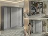 Schwebetürenschrank NAURU mit Lamellen-Optik, moderner Kleiderschrank, Breite 240 cm, inkl. Innenausstattung & Stauraum, Akustikpaneel-Design - Grau und Weiß - mit Schubladen Bild 2
