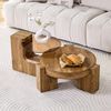 Couchtisch-Set rund, 2-teilig, H 44 x T 123 x B 61 cm, MDF in Eichenoptik & braun getöntes Sicherheitsglas Bild 2