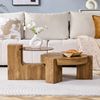 Couchtisch-Set rund, 2-teilig, H 44 x T 123 x B 61 cm, MDF in Eichenoptik & braun getöntes Sicherheitsglas Bild 4