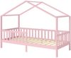 Bellabino 'Bia' Hausbett 90x200 cm, rosa, Kiefer Massivholz, Montessori Kinderbett mit Rausfallschutz und Lattenrost Bild 2