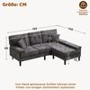 Merax 195cm Chenille-L-Form-Ecksofa, dreisitziges Wohnzimmer-Multifunktions-Chaiselongen-Sofa mit Schlaffunktion, bewegliche Fußbank, Grau Bild 4