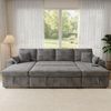 Merax U‑förmiges Ecksofa mit Schlaffunktion, ausziehbares Schlafsofa, integrierter Stauraum, doppelte Chaiselongue mit verstecktem Stauraum, Becherhalter, USB‑Ladeanschluss und Armlehnen‑Ablage, Grau Bild 2