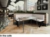 MEBLINI Eckbank für Esszimmer mit ausziehbarem Tisch - Küchenbank - Essecke - Sitzecke Küche - TONI - X-Beine 128x168x87cm Rechts - Beige Samt/M Weiß-Schwarz Hochgl. Bild 4