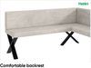 MEBLINI Eckbank für Esszimmer mit ausziehbarem Tisch - Küchenbank - Essecke - Sitzecke Küche - TONI - X-Beine 128x168x87cm Rechts - Beige Samt/M Weiß-Schwarz Hochgl. Bild 5