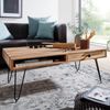 Couchtisch BAGLI Massiv-Holz Akazie 110 cm breit Wohnzimmer-Tisch Design Metallbeine Landhaus-Stil Beistelltisch Bild 2