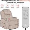 MCombo Elektrisch Relaxsessel Massagesessel Fernsehsessel 7061,mit Liegefunktion, mit Vibration Heizung,Mikrofaser,Dunkelgrau,92 x 92 x 109 cm Bild 4