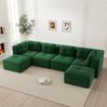 Modulares U-Sofa, Cord, mit Ottomane, 386 cm & kein Aufbau, 386x177x69 cm, Grün Bild 2