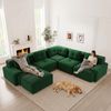 Modulares U-Sofa, Cord, mit Ottomane, 386 cm & kein Aufbau, 386x177x69 cm, Grün Bild 3