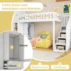 Hochbett mit Rausfallschutz, Regal, Treppe, Stauraum und Kleiderschrank, 90x200 cm, Kinderbett Bild 4