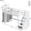 Hochbett mit Rausfallschutz, Regal, Treppe, Stauraum und Kleiderschrank, 90x200 cm, Kinderbett Bild 5