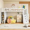 Hochbett mit Rausfallschutz, Regal, Treppe, Stauraum und Kleiderschrank, 90x200 cm, Kinderbett Bild 2