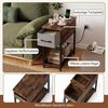 COSTWAY Beistelltisch, mit LED und Ladestation, Nachttisch schmal mit Schublade Bild 3