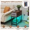 COSTWAY Beistelltisch, mit LED und Ladestation, Nachttisch schmal mit Schublade Bild 4