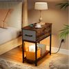 COSTWAY Beistelltisch, mit LED und Ladestation, Nachttisch schmal mit Schublade Bild 2
