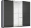 rauch Kleiderschrank, Schwebetürenschrank KULMBACH, 3-türig, 1 Spiegeltüre, inkl. Türdämpfer und weiterem Zubehör, Hochglanz Effektgrau/Grau metallic, 271 x 231 x 62 cm Bild 3