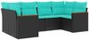 vidaXL 6-teiliges Gartensofa-Set mit Kissen, schwarzes Polyrattan 3226260 Bild 2