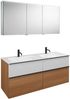Burgbad FIUMO Waschtisch Set mit Spiegelschrank 142 cm breit, Weiß/Braun, Doppelwaschbecken Gussmarmor Weiß, 4 Schubladen, Anschlag rechts Bild 2