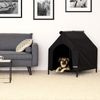lionto Hundeliege mit Dach, wetterfester Hundeliegeplatz für drinnen & draußen, atmungsaktiv & pflegeleicht, 90x65x85 cm, schwarz Bild 3