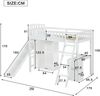 Etagenbett 90x200 cm – Kiefernholz & MDF, mit Rutsche, integriertem Tisch und Kleiderschrank, vierseitiger Rausfallschutz,Weiß Bild 4