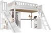 Etagenbett 90x200 cm – Kiefernholz & MDF, mit Rutsche, integriertem Tisch und Kleiderschrank, vierseitiger Rausfallschutz,Weiß Bild 5