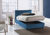 Dmora Doppelbett Arnaldo, Bettkasten mit Stoffbezug, 100 % Made in Italy, Öffnung vorne, geeignet für Matratzen 120 x 200 cm, blau Bild 4