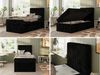TILIO Jugendbett 90x200 mit Bettkasten - Boxspringbett mit 7-Zonen-Taschenfederkernmatratze, hohes Kopfteil, Einzelbett mit Stauraum - Schwarz Cordstoff - H3 - Rechts Bild 2
