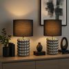 Tischlampe, Keramik Textil Chrom, Schwarz, H 33 cm Bild 5