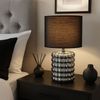 Tischlampe, Keramik Textil Chrom, Schwarz, H 33 cm Bild 2