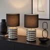 Tischlampe, Keramik Textil Chrom, Schwarz, H 33 cm Bild 3