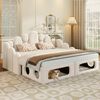Polsterbett 180×200 cm 2-in-1 mit Haustierbett, Samtbezug, Beige, ohne Matratze Bild 4