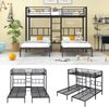 Dreifach-Etagenbett aus Metall mit Leiter & Tisch, 90x200 cm, Schwarz, ohne Matratze Bild 3
