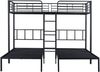Dreifach-Etagenbett aus Metall mit Leiter & Tisch, 90x200 cm, Schwarz, ohne Matratze Bild 5