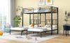 Dreifach-Etagenbett aus Metall mit Leiter & Tisch, 90x200 cm, Schwarz, ohne Matratze Bild 2