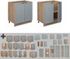 Küchenunterschrank Fame-Line Hellblau-grau 80 cm mit Regal, ohne Arbeitsplatte Vicco Bild 5