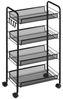 HOMCOM Servierwagen abnehmbar, mit 4 Ebene, Haken, Griff, Bremsen, (Aufbewahrungswagen, 1 St, Küchenwagen), für Küche, Wohnzimmer, Stahl, Schwarz Bild 4