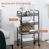 HOMCOM Servierwagen abnehmbar, mit 4 Ebene, Haken, Griff, Bremsen, (Aufbewahrungswagen, 1 St, Küchenwagen), für Küche, Wohnzimmer, Stahl, Schwarz Bild 3