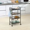 HOMCOM Servierwagen abnehmbar, mit 4 Ebene, Haken, Griff, Bremsen, (Aufbewahrungswagen, 1 St, Küchenwagen), für Küche, Wohnzimmer, Stahl, Schwarz Bild 5