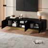 Modernes TV-Lowboard mit Stauraum,Abgerundetes Design Kabelmanagement Texturfront Medienkonsole Wohnzimmer, Bild 5