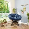 Flieks Papasan Lounge Chair mit 360° Drehfunktion, ergonomischer Rattan Relaxstuhl, dickes Kissen aus Cordstoff, Rundsessel, Dunkelblau Bild 2