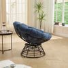 Flieks Papasan Lounge Chair mit 360° Drehfunktion, ergonomischer Rattan Relaxstuhl, dickes Kissen aus Cordstoff, Rundsessel, Dunkelblau Bild 3