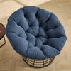 Flieks Papasan Lounge Chair mit 360° Drehfunktion, ergonomischer Rattan Relaxstuhl, dickes Kissen aus Cordstoff, Rundsessel, Dunkelblau Bild 5