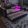 OKWISH Schlafsofa Polsterbett Funktionsbett, mit LED-Beleuchtung, Steckdosen und seitlichem Stauraum 90/180×190 cm, ohne Matratze Bild 3