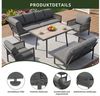Merax Gartenlounge-Set mit Holzoptik-Glasplatte & handgeflochtenen Gartensofa, (5-tlg), 8-Sitzer Sitzgruppe Gartenmöbel-Set mit 2 Sesseln, 2 Sofa &Tisch Bild 3
